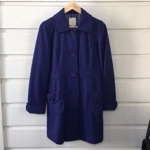 Royal Blue Long Wool Pea Coat by Tulle